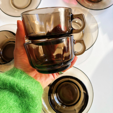 80’s Fumed Glass Teacups 