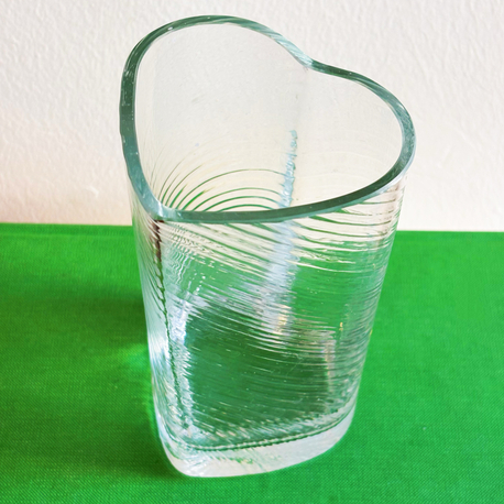 80’s Heart Shaped Clear Glass Vase