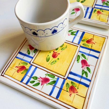 Hand Painted Ceramic Trivet