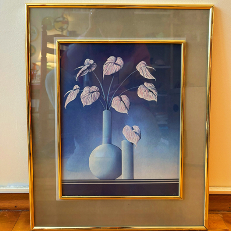 80’s Gold Framed Anthurium Wall Art 