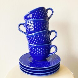 Cobalt Blue Glossy Ceramic Teacups