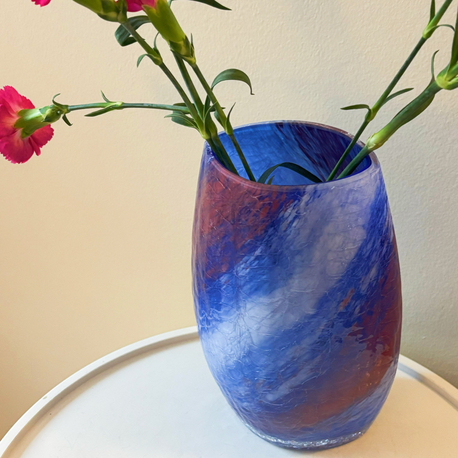 Electric Blue Handmade Glass Vase 