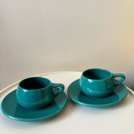 80’s Petrol Green Eczacıbaşı Ceramic Espresso Cups 