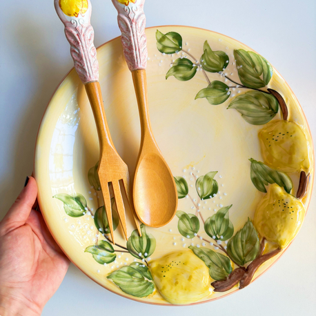 Italian Lemon Embossed Handmade Ceramic Plate 