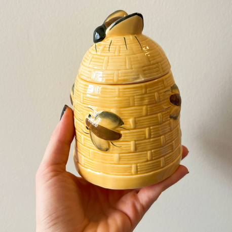 Ceramic Bee Embossed Honey Jar 