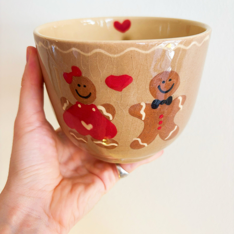 French “The Gingerbread Couple” Handmade Soup Mug 