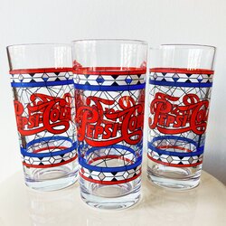 70’s Vintage Tiffany Style Pepsi-Cola Tumblers 