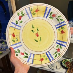 Hand Painted Ceramic Plates with Tulip Design
