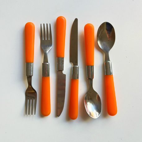 Orange + Steel Cutlery Set 