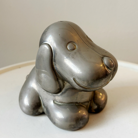 Silver Plated Puppy Coin Bank 