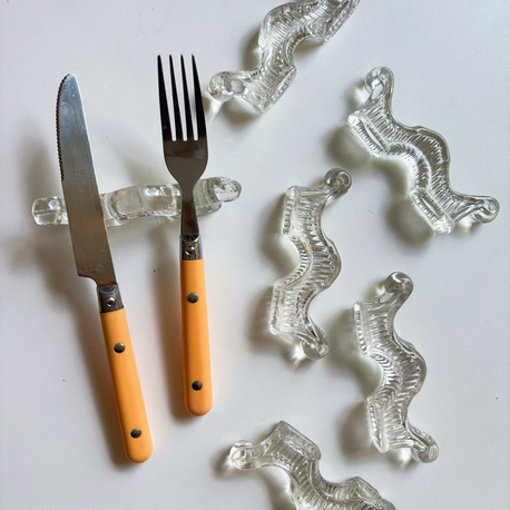Midcentury Crystal Cutlery Rests 