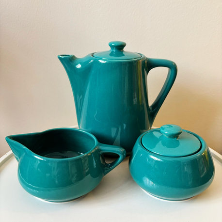 80’s Petrol Green Art-Deco Eczacıbaşı Ceramic Tea Set