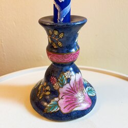 Floral Hand Painted Ceramic Candleholder