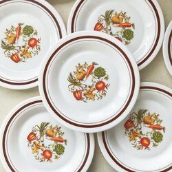 80’s “Veggies” Opaline Plates 