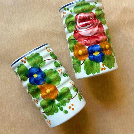 70’s Italian Hand Painted Candleholders 