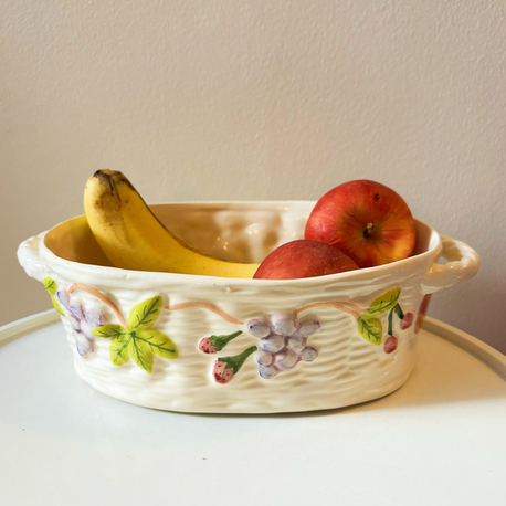 Italian Fruit Embossed Ceramic Basket 