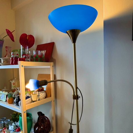 80’s Cobalt Blue & Brass Floor Lamp