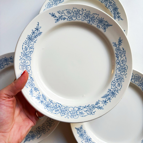 70’s Russian Blue Floral Ceramic Vintage Plates 