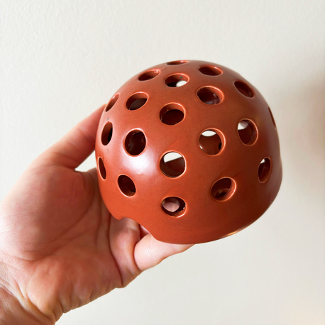 Brown Matte Ceramic Flower Frog 