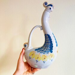 70’s Handmade Polish Porcelain Bird Carafe
