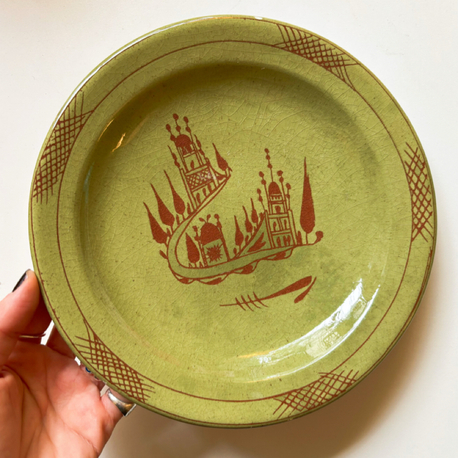 Olive Green Antique Wall Plate