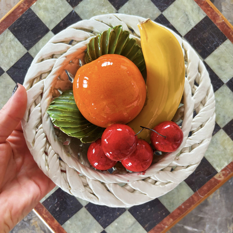 70’s Italian Handmade Ceramic Fruit Basket