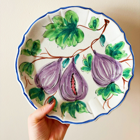 70’s Italian Hand Painted Fig Wall Plate