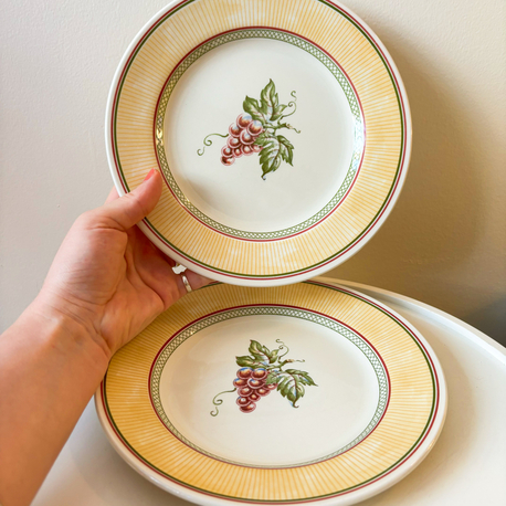 English Staffordshire Grapes Breakfast Plates 