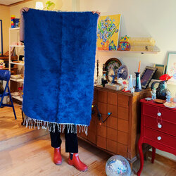 Electric Blue Handwoven Kilim Rug 