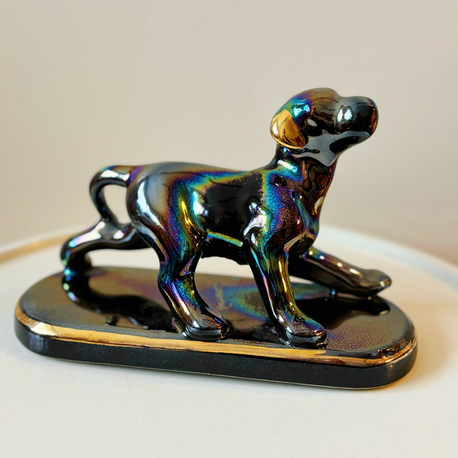 80’s Iridescent Ceramic Dog Figurine