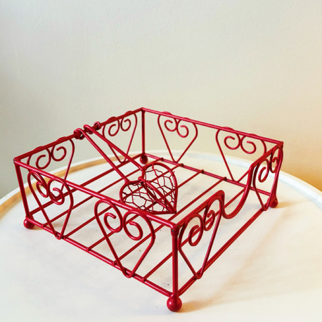 Red Hearts Metal Napkin Holder 