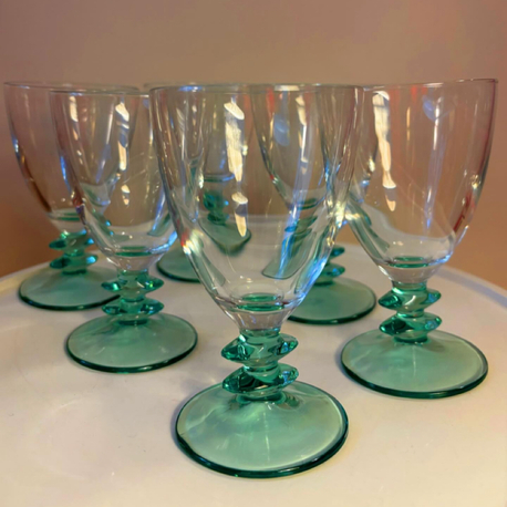 French Luminarc Goblets with Turquoise Stem