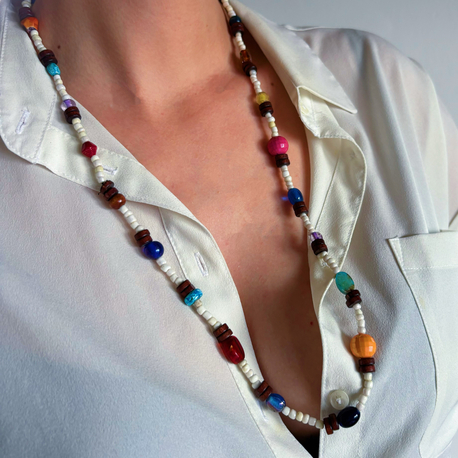 Vintage Necklace with Gemstones and Glass Beads 
