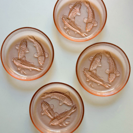 80’s Pink Koi Fish Embossed Mini Plates 