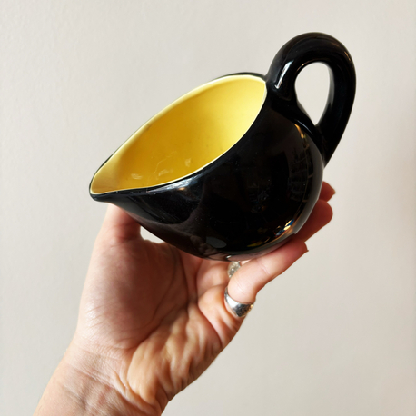 Yellow + Black Ceramic Milk Jug