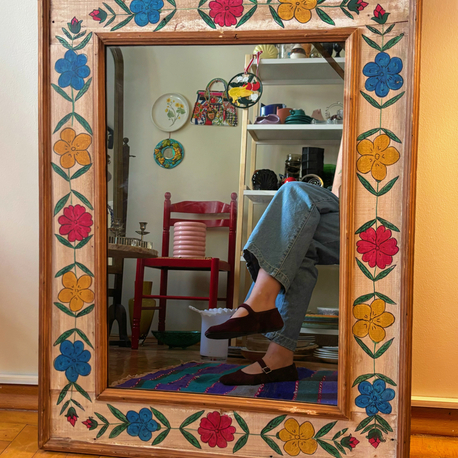1950’s Anatolian Hand Painted Wooden Mirror
