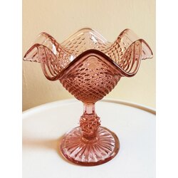 50’s Pink Ruffle Crystal Bowl 