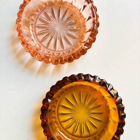 80’s French Pink & Amber Ashtrays