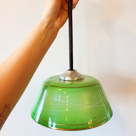 60’s Green Opaline Glass Ceiling Lamp