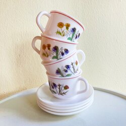 80’s White Opaline French Cups