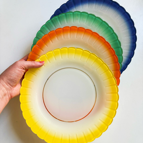 80’s French Duralex Colorful Daisy Plates 