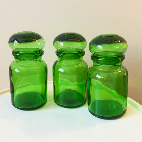 60’s Green Glass Bubble Jars