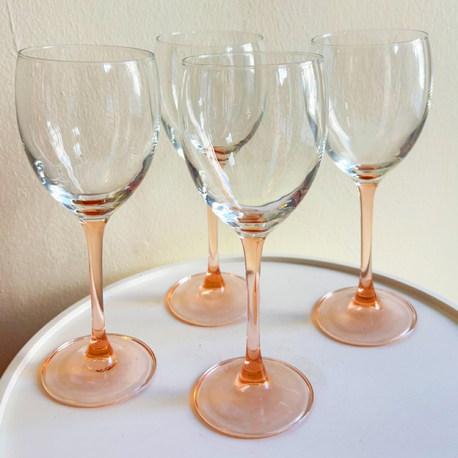 80’s French Pink Wine Glasses 