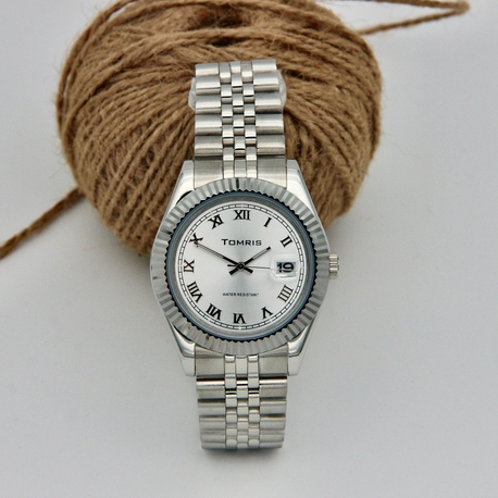 TOMRIS Erkek Kol Saati, Çelik, Su geçirmez, Roma Rakamlı Kol Saati