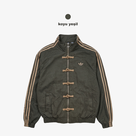 ADDS Chinese Vintage Oversize Koyu Yeşil Kadife Ceket