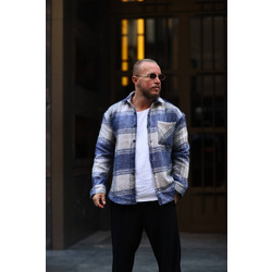 Unisex Jakarlı Oversize Mavi  Gömlek