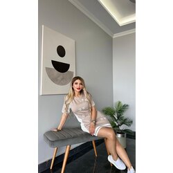 Krem inci Detaylı Elbise