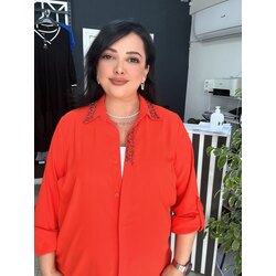 TURUNCU ŞIFON GÖMLEK