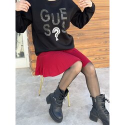 KIRMIZI ŞORT ASTARLI PİLELİ ETEK