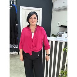 PEMBE BONCUK İŞLEMELİ ŞIFON GÖMLEK 
